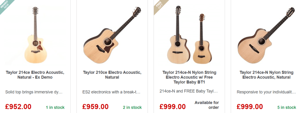 Taylor 210ce – 214ce Electro Acoustic, Natural 