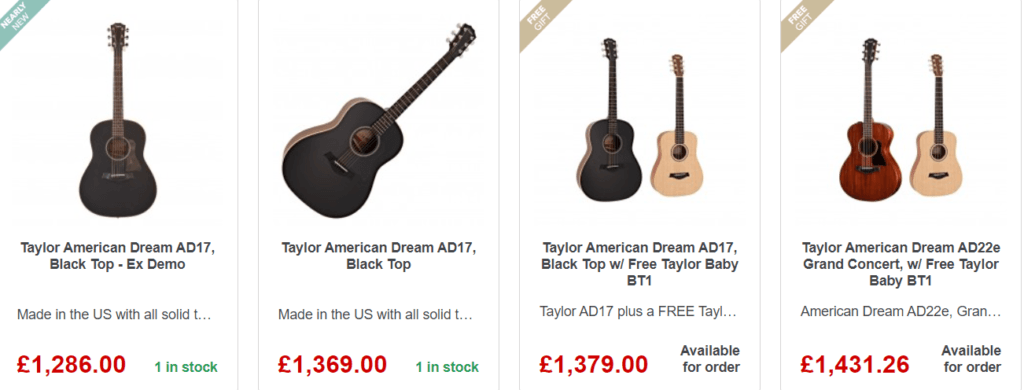 Taylor American Dream AD17, Black Top – Ex Demo