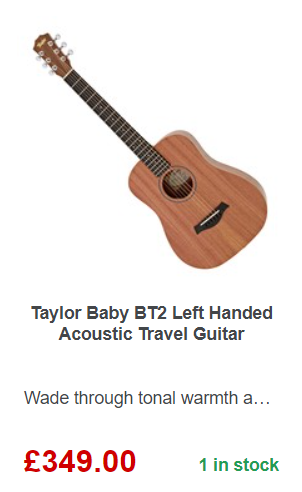 Taylor Baby BT2 Left Handed Acoustic Travel Guitar