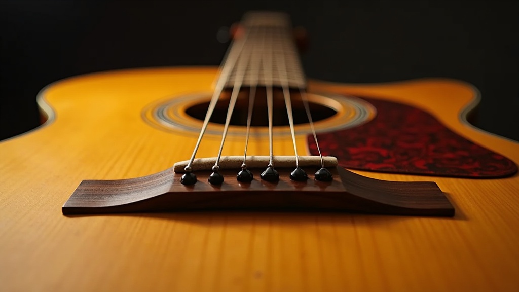 Acoustic guitar maintenance workshop station with tools and polish