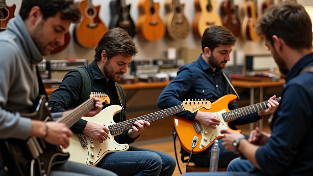 Workshop price list and schedule with acoustic guitar background